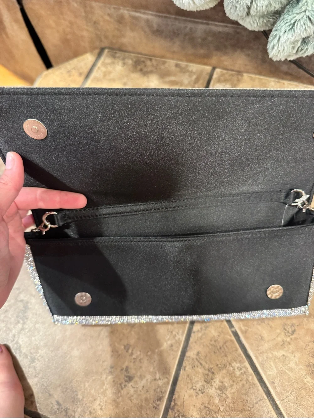 Silver Rhinestone Chain Clutch Bag for Women